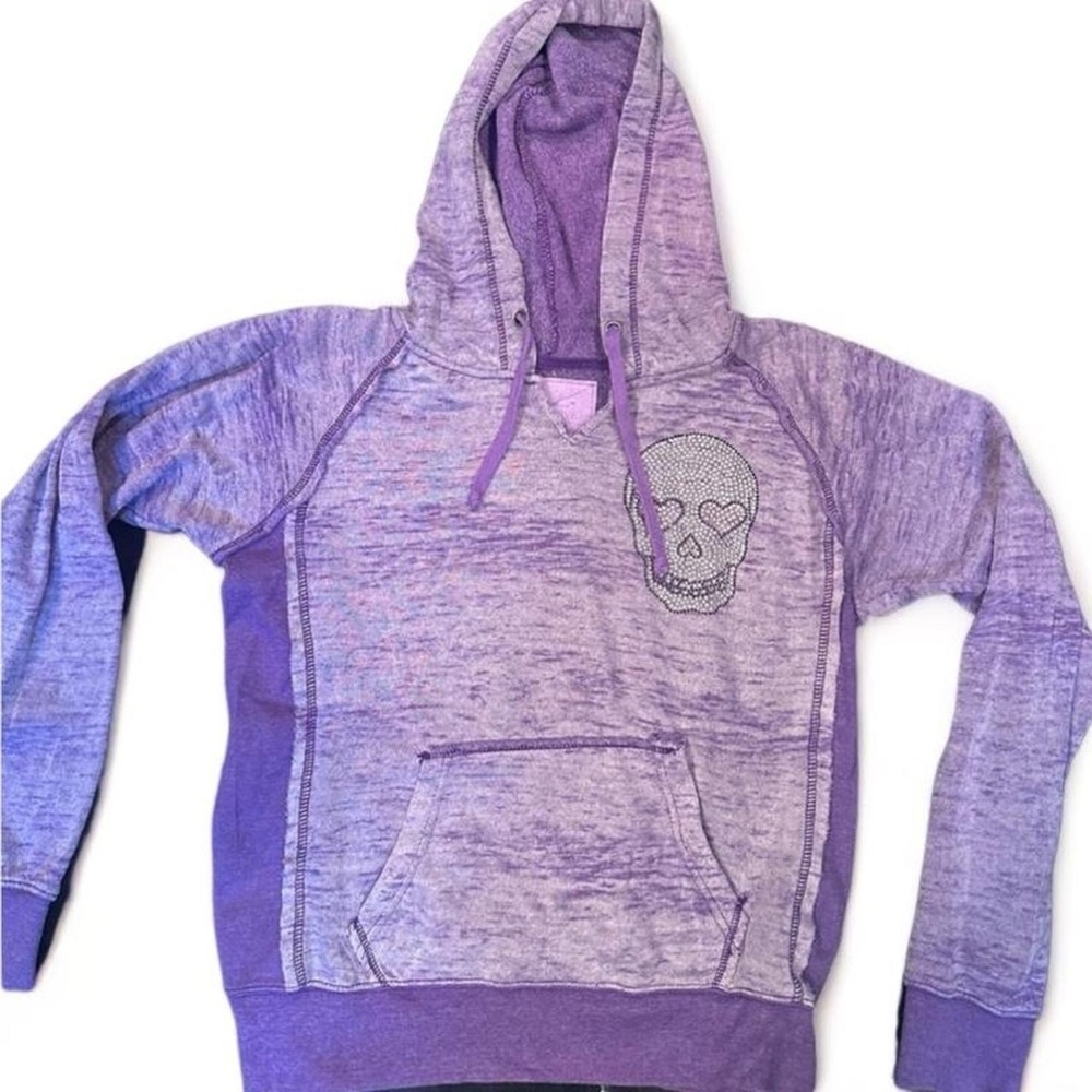 Ocean Drive Washed Out Purple Skull Soft Hoodie